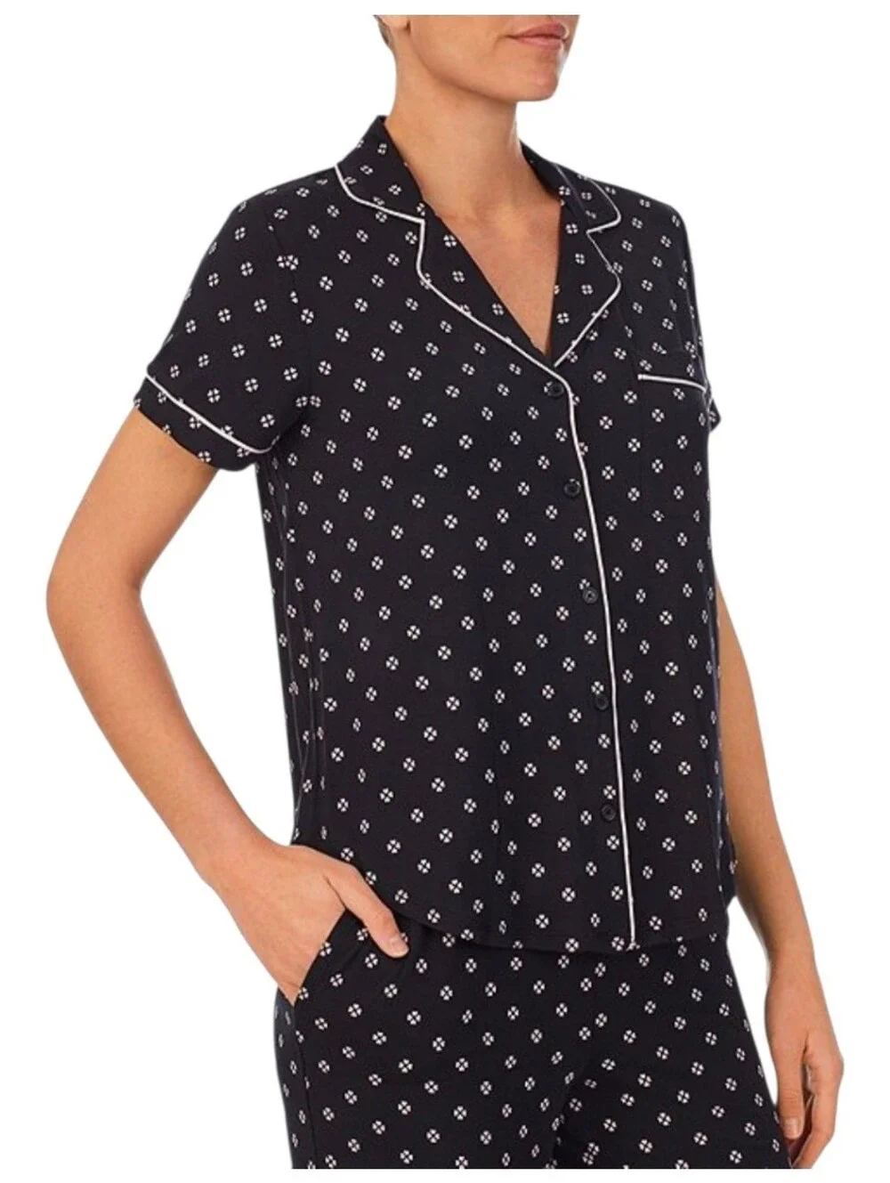 Heart Clover Print Jersey Knit Cropped Coordinating Pajama Set